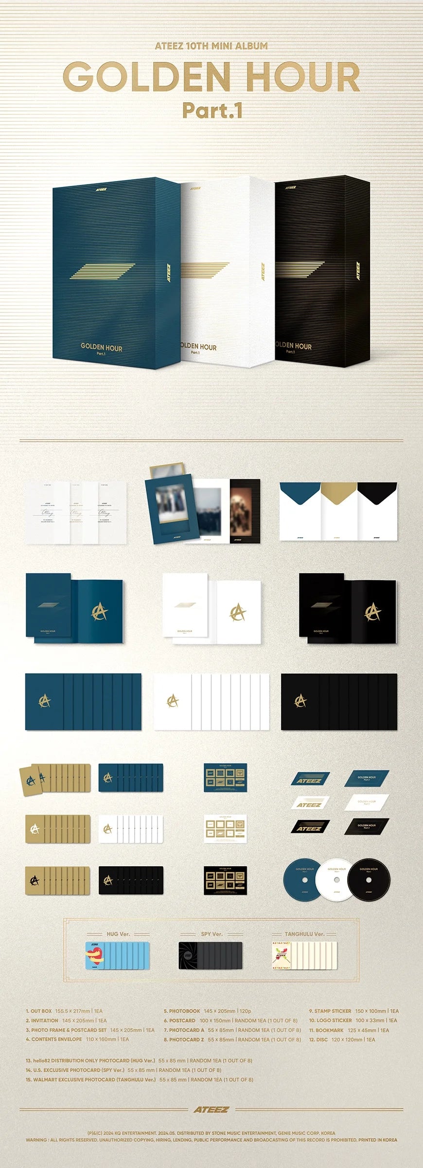 ATEEZ - GOLDEN HOUR : PART.1 (GOLDEN HOUR VER.) Walmart Exclusive K-Pop CD Box Set