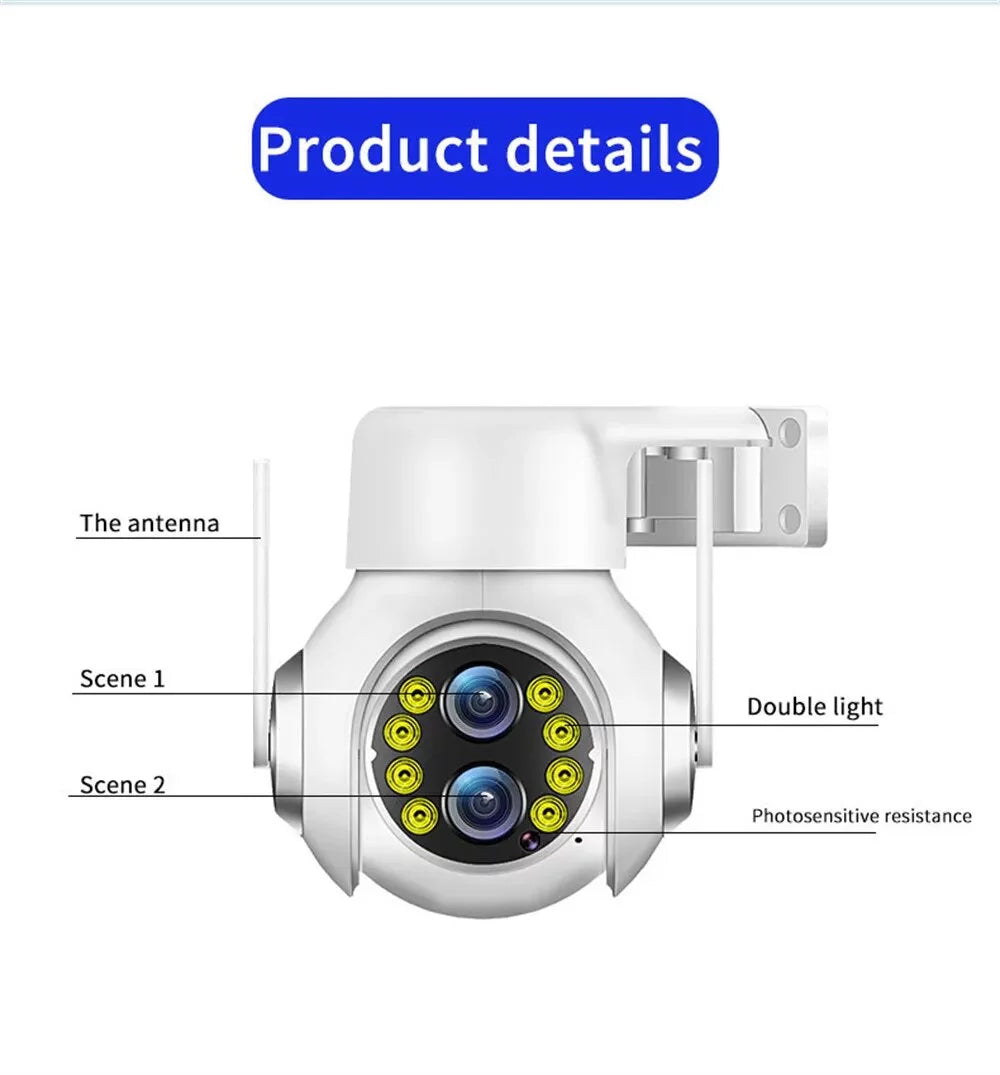 15x Zoom Outdoor Wireless Camera WiFi Surveillance Cameras 1080P Dual Lens Color Night Vision Audio Intercom HD Security CCTV