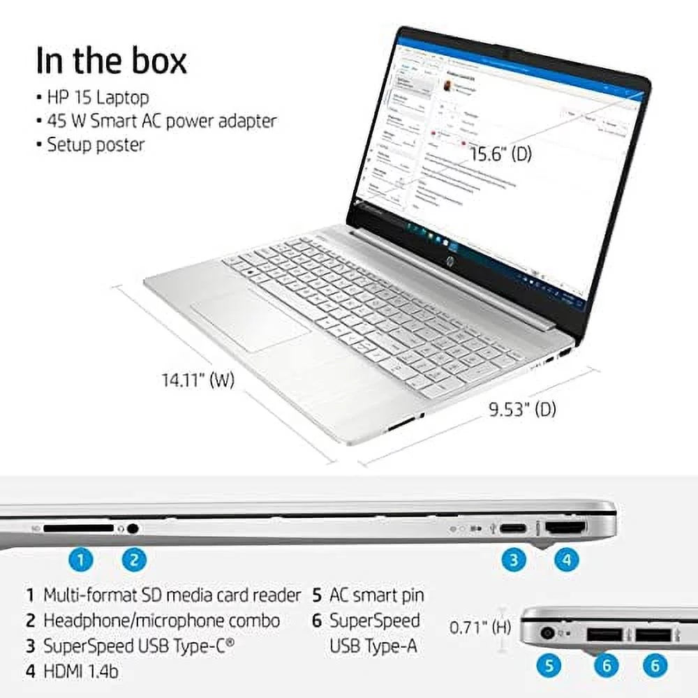 2021  15.6 Inch Full HD 1080P Business Laptop, 11th Gen  Quad-Core i5-1135G7, 8GB DDR4 RAM, 512GB PCIe SSD, Iris Xe Graphics, USB-C, HDMI, Wi-Fi, Windows + TiTac Card, Silver, RAM | 15 i5