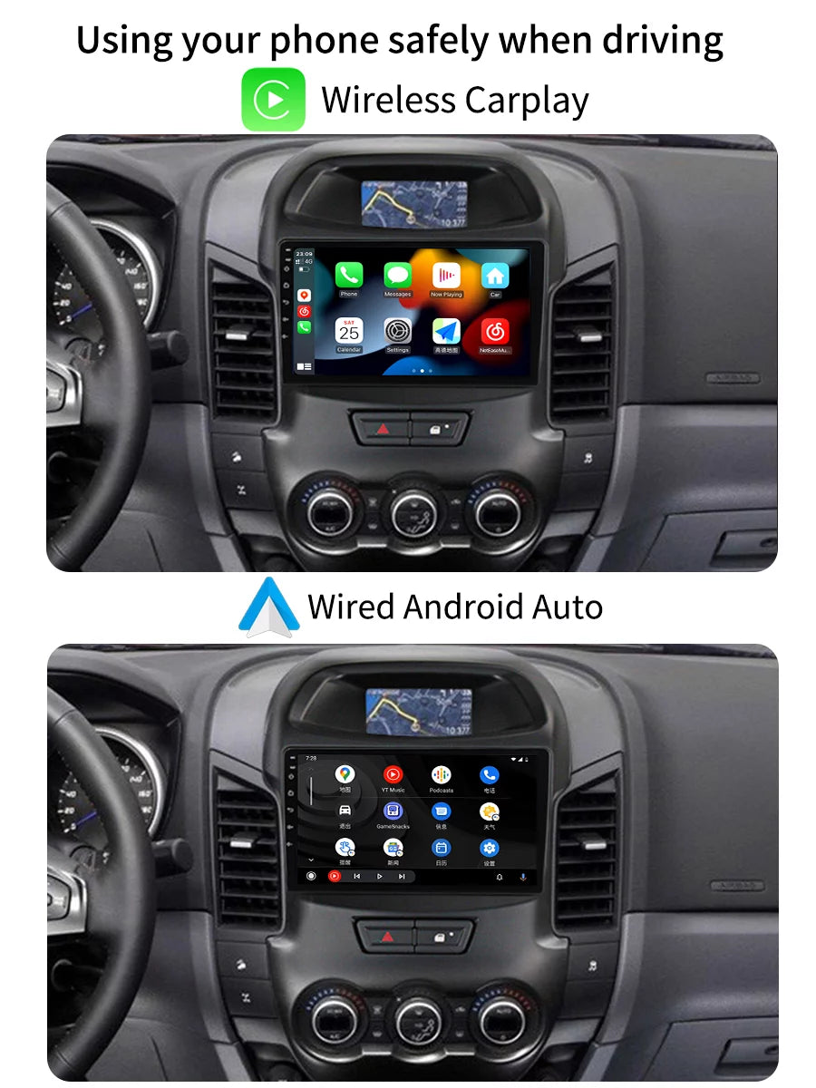 9 inch Carplay Car Radio Stereo For  Ranger 2011 - 2016 GPS Navi Android Screen Multimedia Player Android Auto With Bluetooth