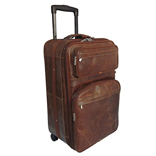 Amerileather Leather 25" Expandable Suitcase with Wheels - Amerileather - 89-4