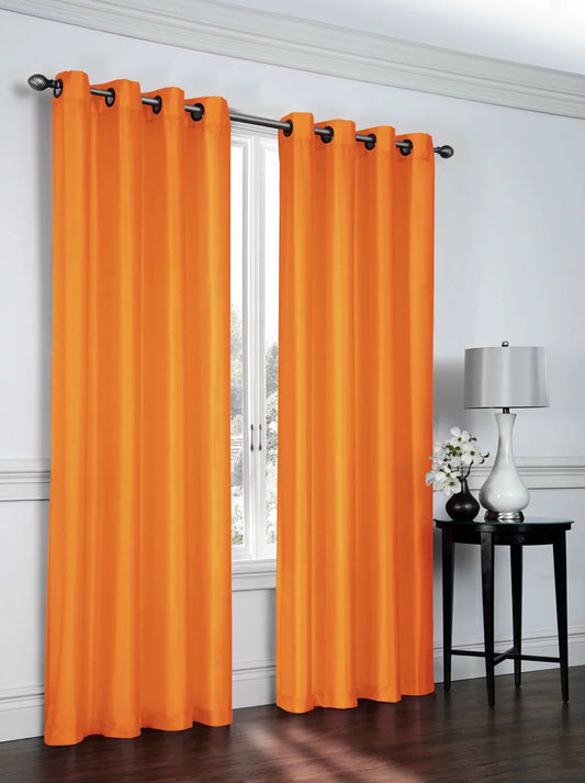 2 Pack: Regal Home Collections Ultra Luxurious Semi Sheer Shimmer Grommet Top Curtain Panels - Orange/Pumpkin