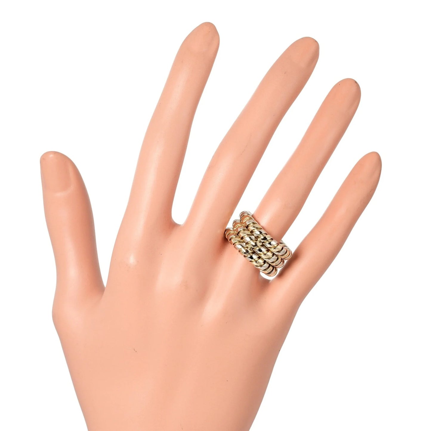 9 Ring 14.53g K18 YG WG Yellow Gold White (Good). Pre-Owned Bulgari BVLGARI Tubogas 3-row No