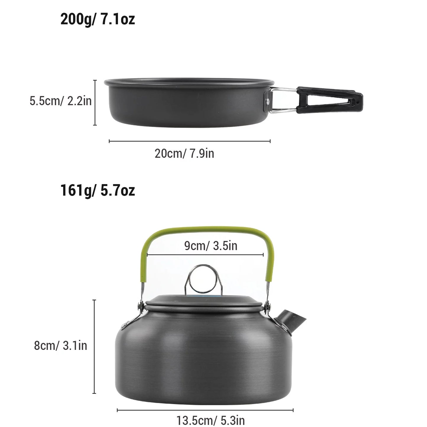 ametoys Camping Cookware Mess Kit, Non-Stick Pot and Pan Set with Kettle for  Cooking and Backpacking Adventures