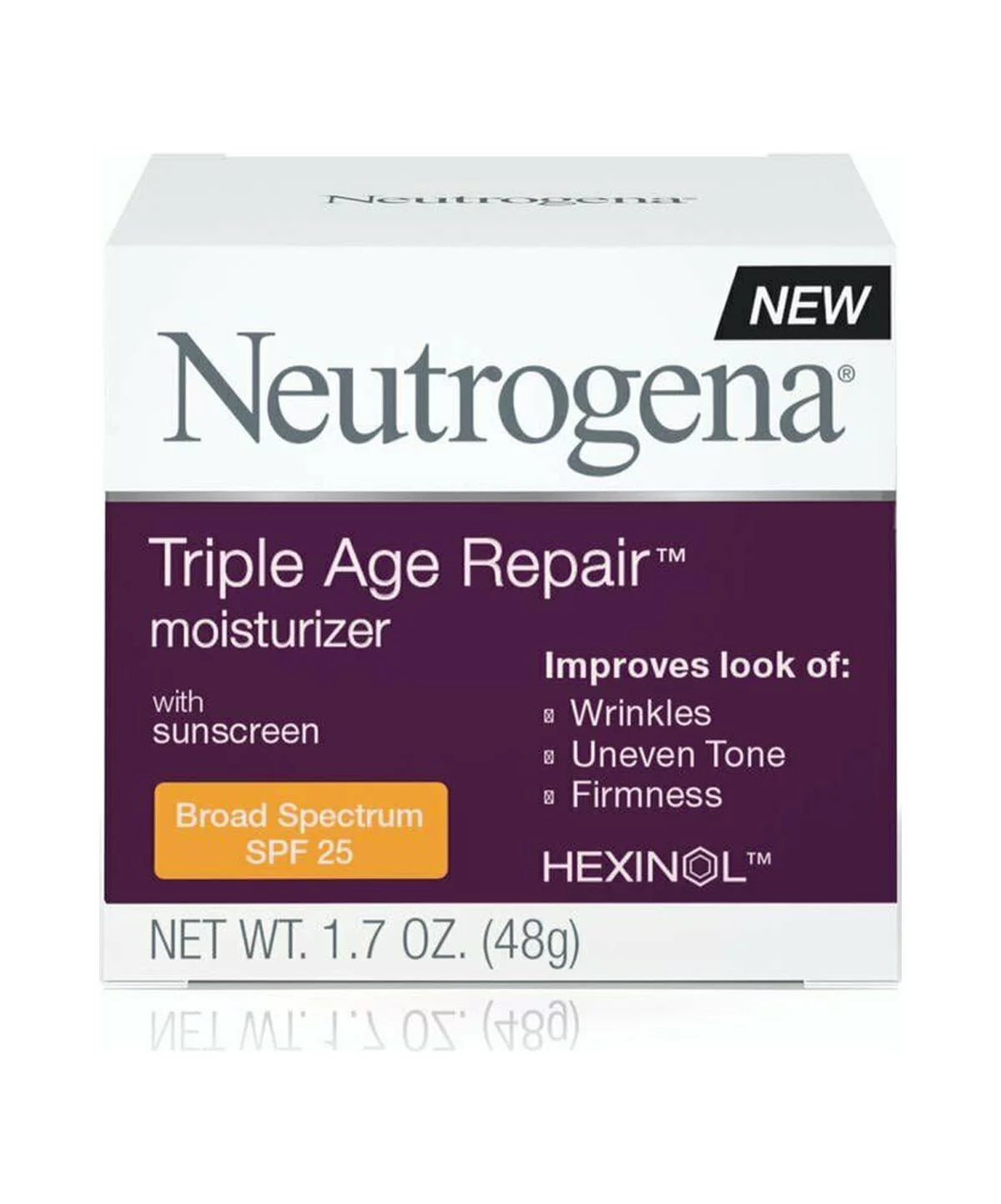 2 Pack Neutrogena Triple Age Repair Anti-Wrinkle Daily Facial Moisturizer with Vitamin C and SPF 25 Sunscreen, help Smooth look of Wrinkles, Evens Skin Tone, Firms Skin, 1.7 oz