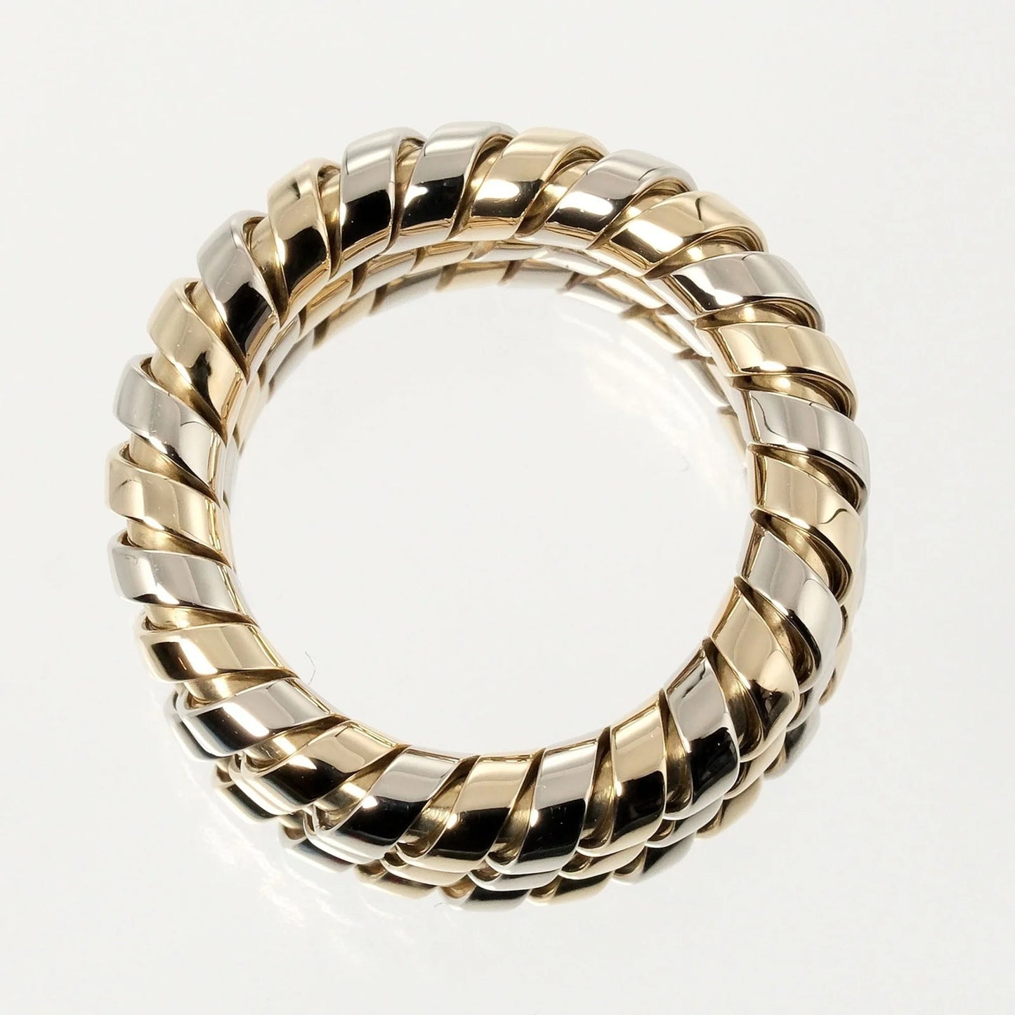 9 Ring 14.53g K18 YG WG Yellow Gold White (Good). Pre-Owned Bulgari BVLGARI Tubogas 3-row No