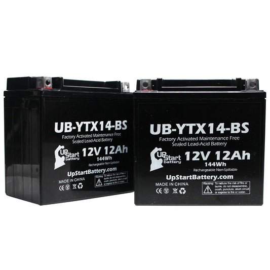 2-Pack UpStart Battery Replacement 2012  F800ST, GS 800 CC Factory Activated, Maintenance Free, Motorcycle Battery - 12V, 12AH, UB-YTX14-BS