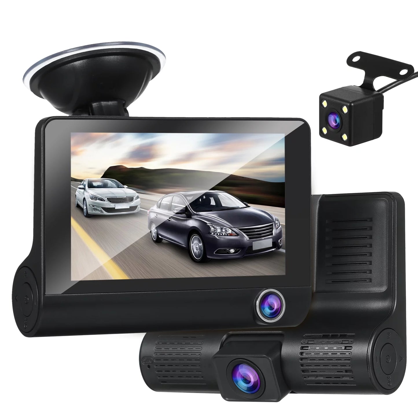 Apexeon Dash Cam， 1080P Full HD Front and Rear Dual Camera, 4 Inch IPS Screen, Wide Angle Vision, Loop Recording， Stay Protected on the Road!