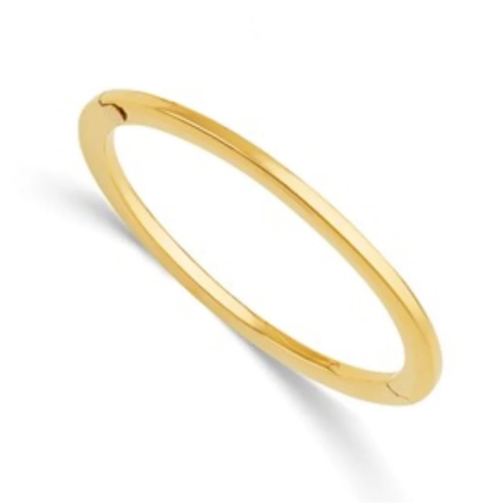 Auriga 14k Yellow Gold Polished Oval 3.2mm Hinged Bangle Size 6.75 for Men