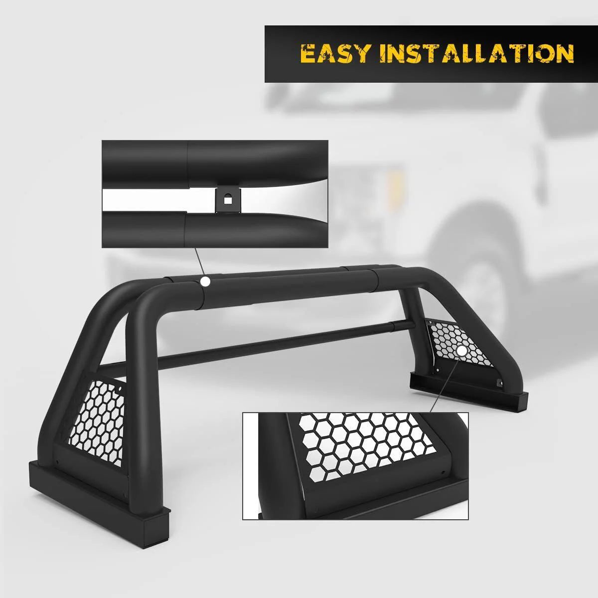 62.9-74.7" Adjustable Truck Roll Sport Bar Chase Rack Bed Bar Fit For 1999-2013 and 2019-2023 Chevy silverado/GMC sierra