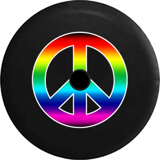 2018 2019 Wrangler JL Backup Camera Rainbow Colorful Peace Sign Gay Spare Tire shield for Jeep RV 32 Inch