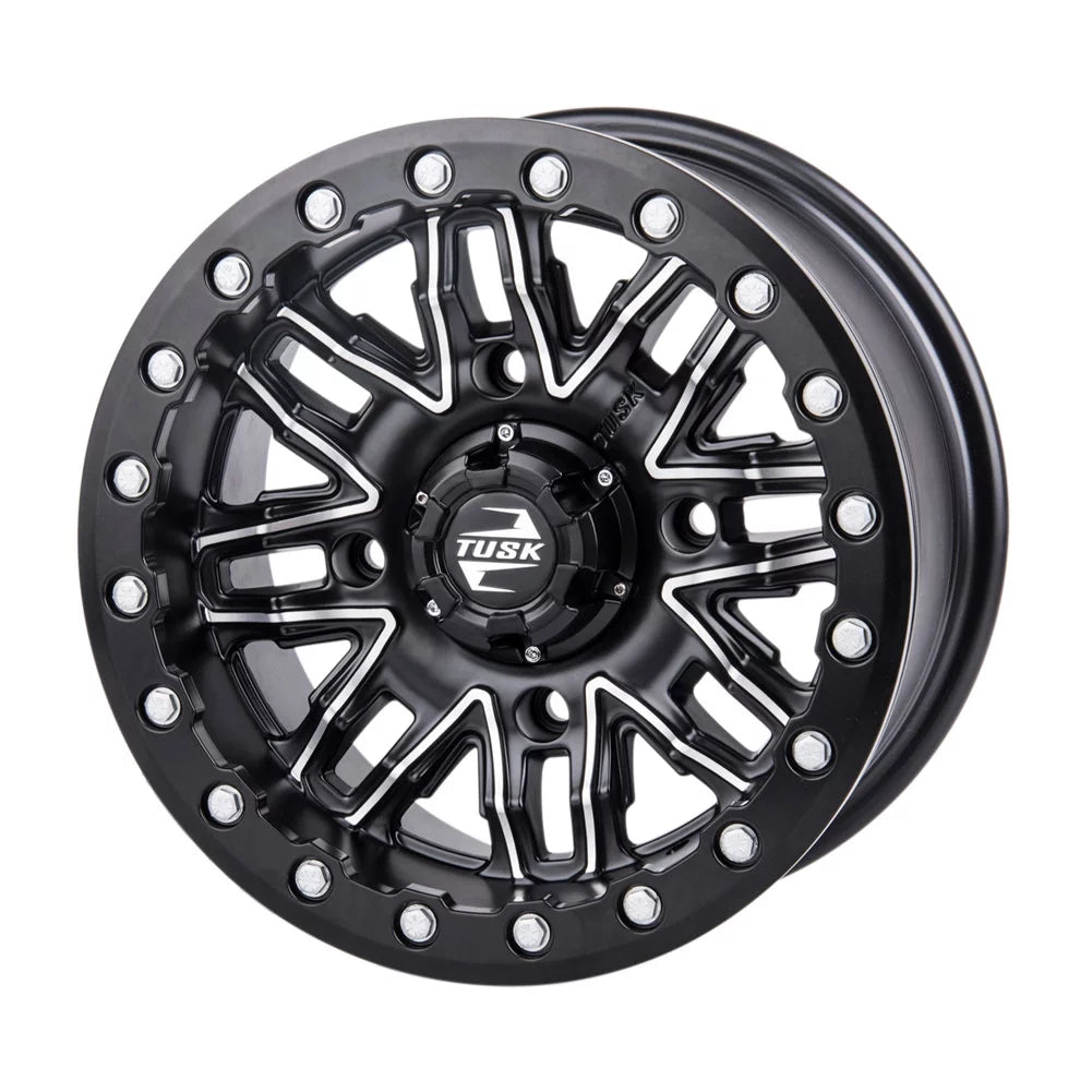 4/156 Tusk Nebo Beadlock Wheel 14x7 4.0 + 3.0 Machined/Black For Yamaha Wolverine RMAX 2 1000 Sport 2022