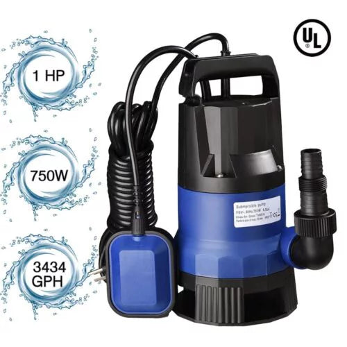 1HP 750W Submersible moisture Sump Pump For Dirty Clean Swim Pool Pond