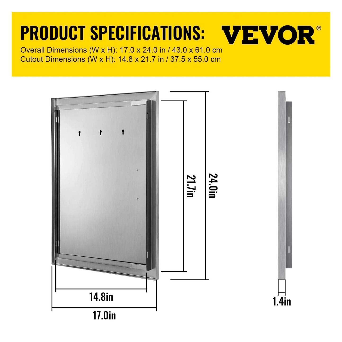 17x24 inch Stainless Steel BBQ Access Door, Ideal for Outdoor Kitchen, BBQ Island