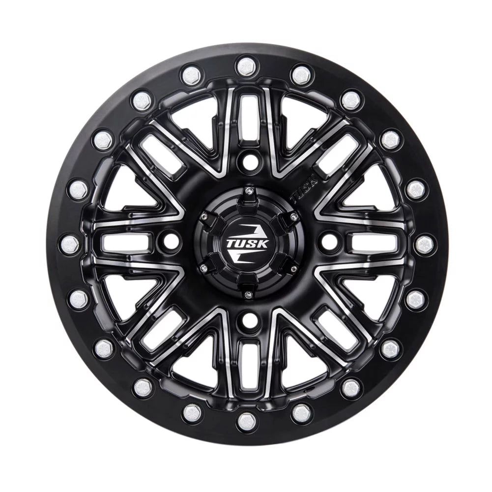 4/156 Tusk Nebo Beadlock Wheel 14x7 4.0 + 3.0 Machined/Black For Yamaha Wolverine RMAX 2 1000 Sport 2022