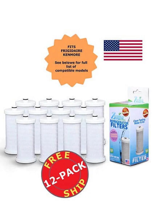 ZUMA Brand , aqua and Ice Filter , Model # OPFF-RF300 , suitable with Frigidaire® 21817805 - 12 Pack - Made in U.S.A.