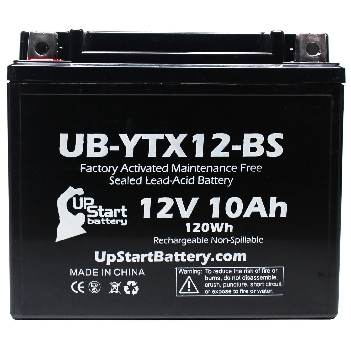 2-Pack UpStart Battery Replacement 2010 Honda TRX250 TE, TM, FourTrax Recon 250 CC Factory Activated, Maintenance Free, ATV Battery - 12V, 10Ah, UB-YTX12-BS