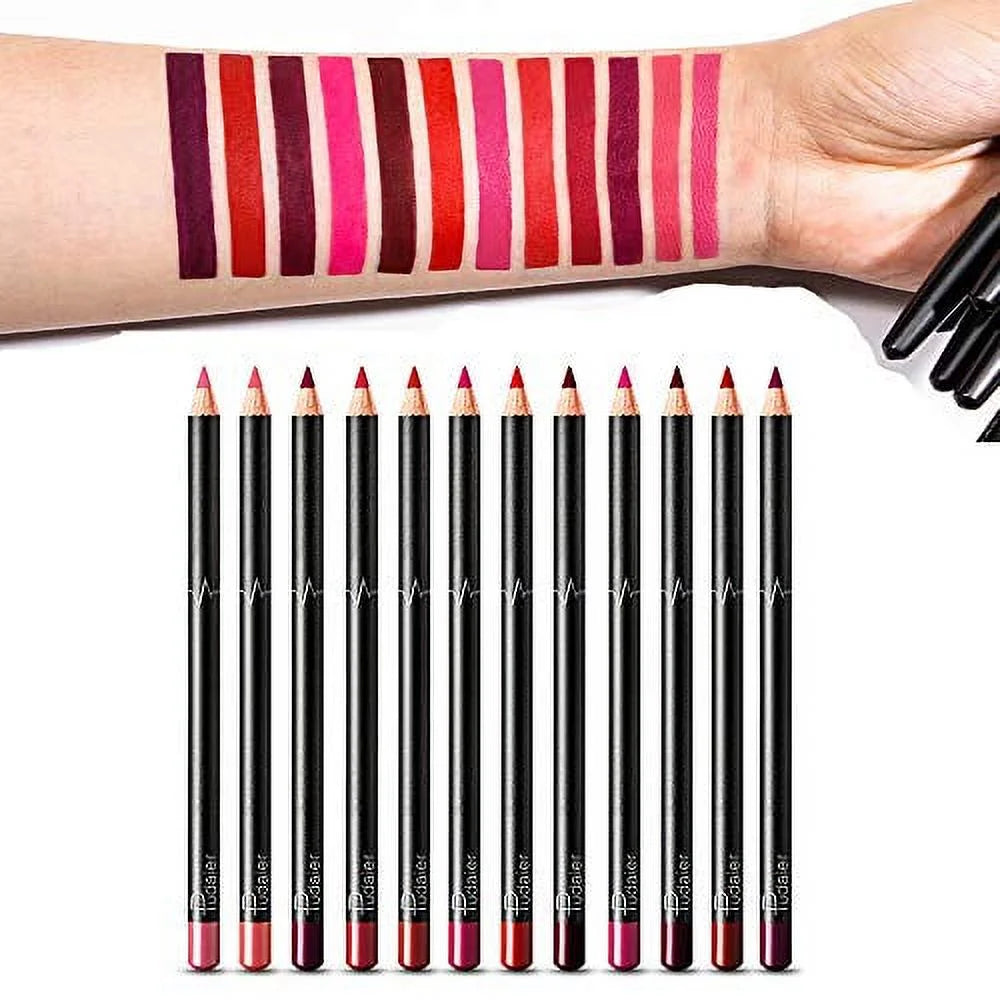 18 Color Lip Liner Professional Matte Lip Liner Pencil Set Waterproof Long Lasting Smooth Natural Lip Liner Pen Makeup Cosmetic(18pcs a set)