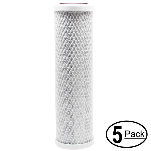 5-Pack Replacement for H2O Distributors UCF-02-38-USA Activated Carbon Block Filter - Universal 10 inch Filter for H2O Distributors Dual Stage Under Sink System - Denali Pure Brand