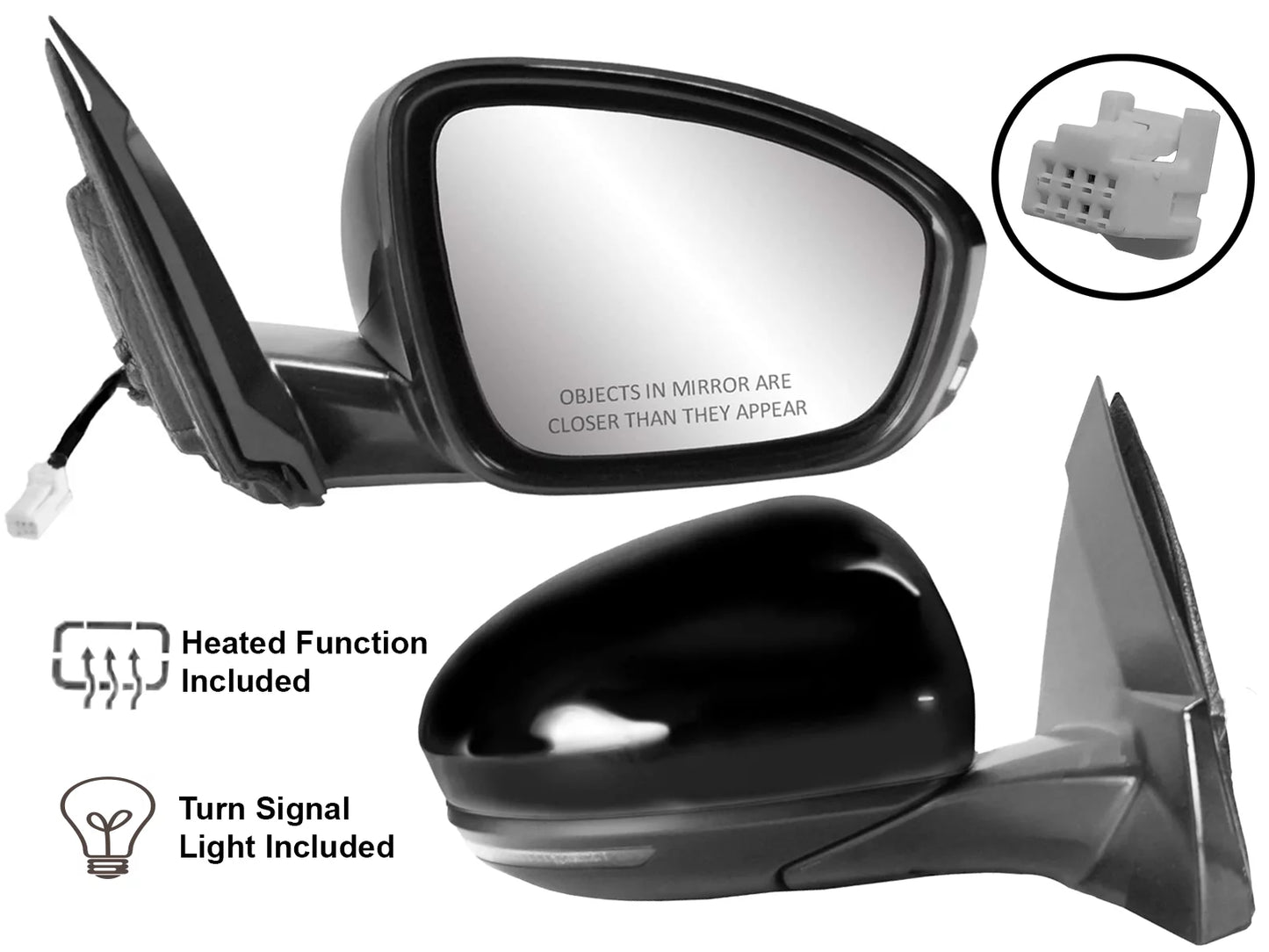 APA Replacement Rear View Mirror for 2019 2020 2021 2022 ALTIMA Power Heated Turn Signal Light No Camera Passenger Right Side NI1321312 NI1321313 963016CA0B 963016CA1B