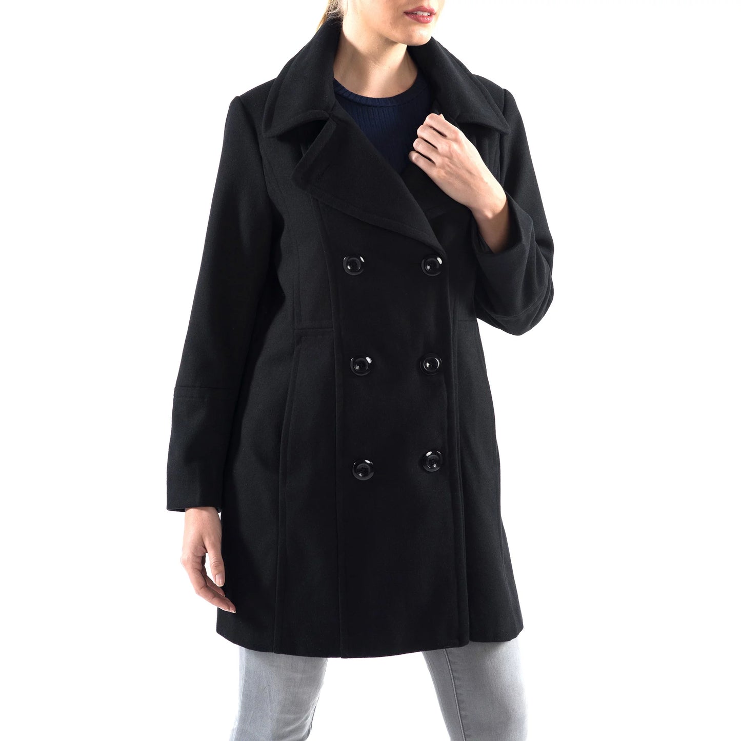 Alpine Swiss Norah Womens Wool Coat Double Breasted Peacoat Jacket Overcoat