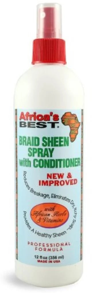 Africa Best Braid Sheen Spray with Conditioner, 12 oz (Pack of 4)