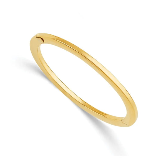 Auriga 14k Yellow Gold Polished Oval 3.2mm Hinged Bangle Size 6.75 for Men