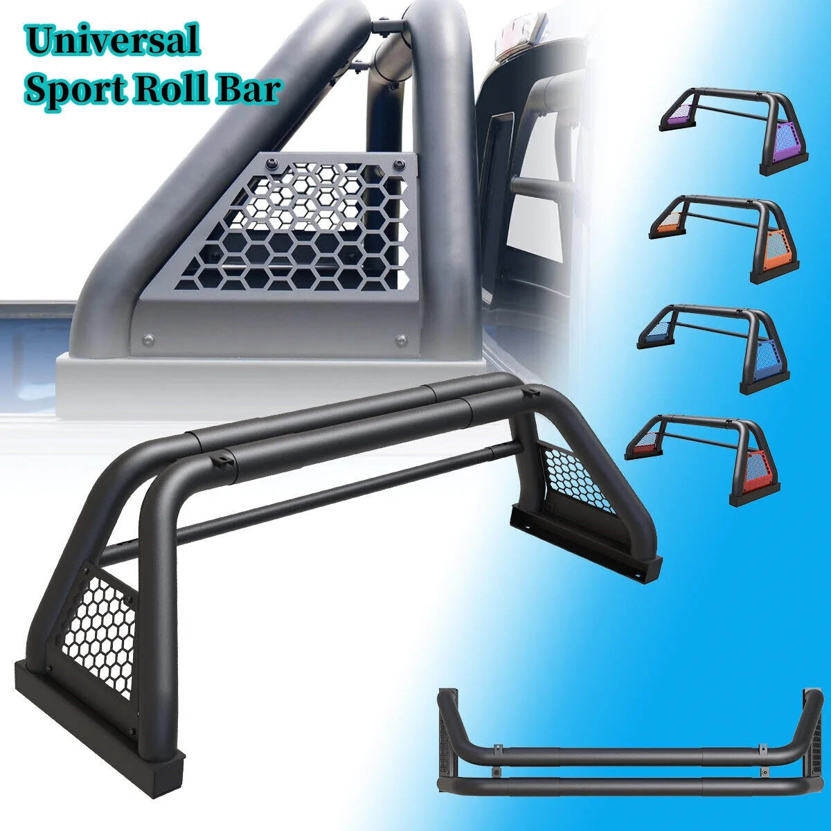 62.9-74.7" Adjustable Truck Roll Sport Bar Chase Rack Bed Bar Fit For 1999-2013 and 2019-2023 Chevy silverado/GMC sierra