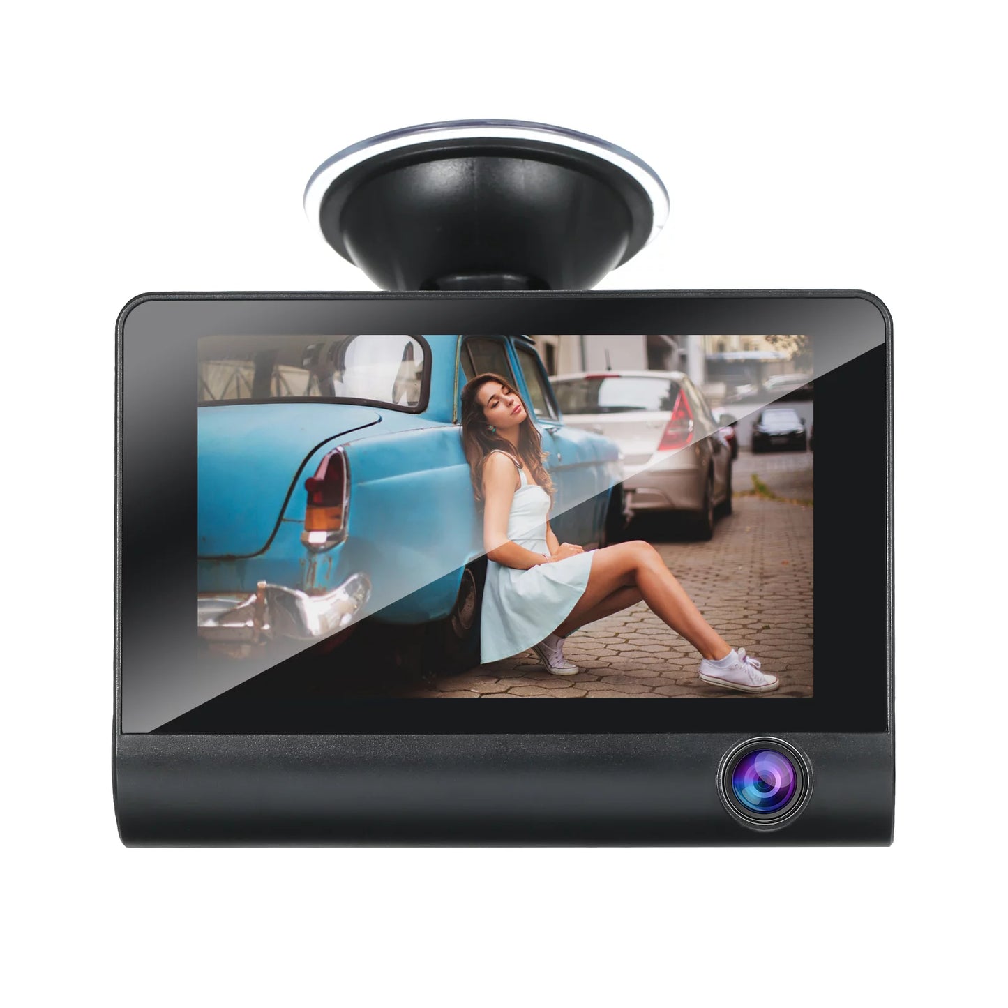 Apexeon Dash Cam， 1080P Full HD Front and Rear Dual Camera, 4 Inch IPS Screen, Wide Angle Vision, Loop Recording， Stay Protected on the Road!