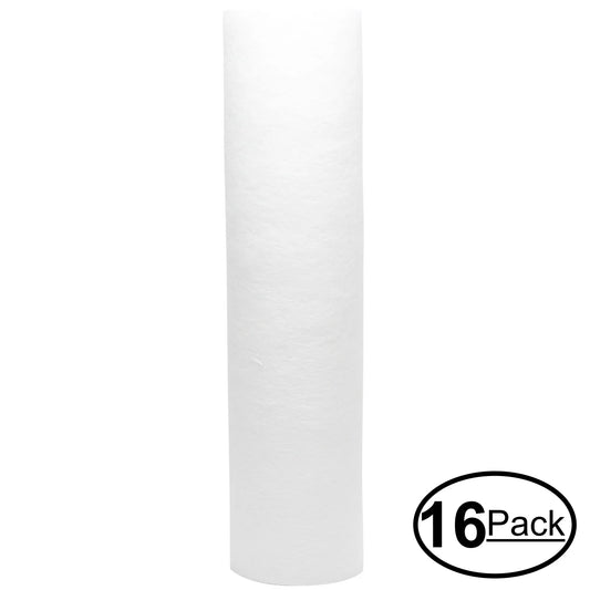 16-Pack Replacement for Woder UltraD Polypropylene Sediment Filter - Universal 10-inch 5-Micron Cartridge for Woder UltraD 2-Stage Submicron Depth liquid Filtration System - Denali Pure Brand