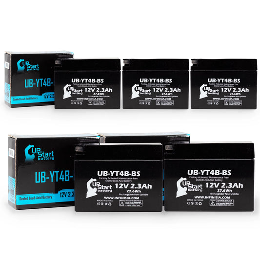 5-Pack UpStart Battery Replacement for 2010 Yamaha SR400 (FI) 400CC Factory Activated, Maintenance Free, Motorcycle Battery - 12V, 2.3Ah, UB-YT4B-BS