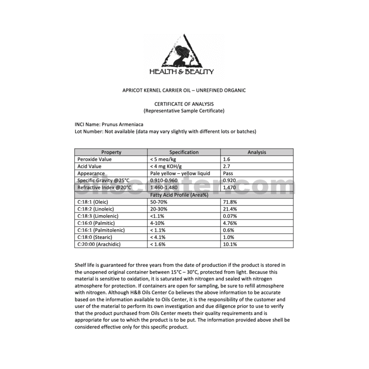 Apricot Kernel Oil Unrefined Organic Virgin Cold Pressed Raw Natural Pure 32 oz