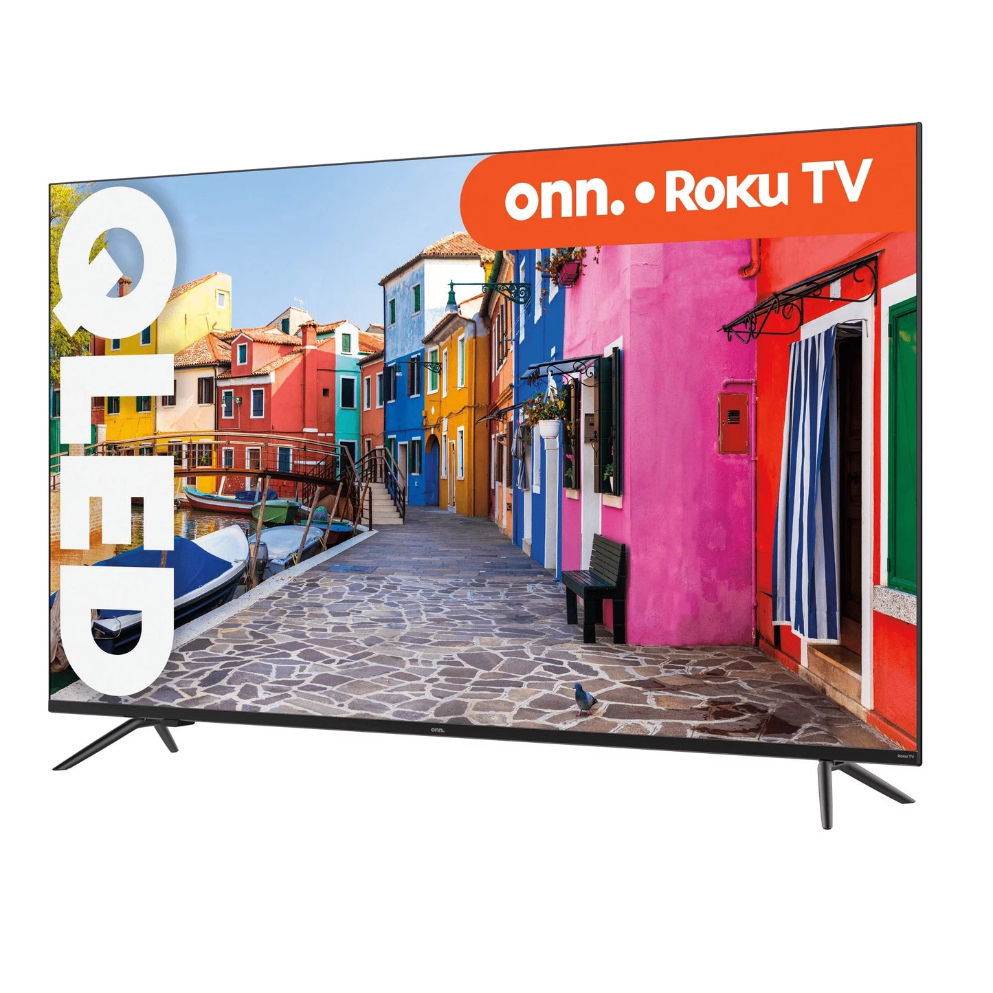 55” QLED 4K UHD (2160p) Roku Smart TV with Dolby Atmos, Dolby Vision, Local Dimming, 120hz Effective Refresh Rate, and HDR (100071701). onn