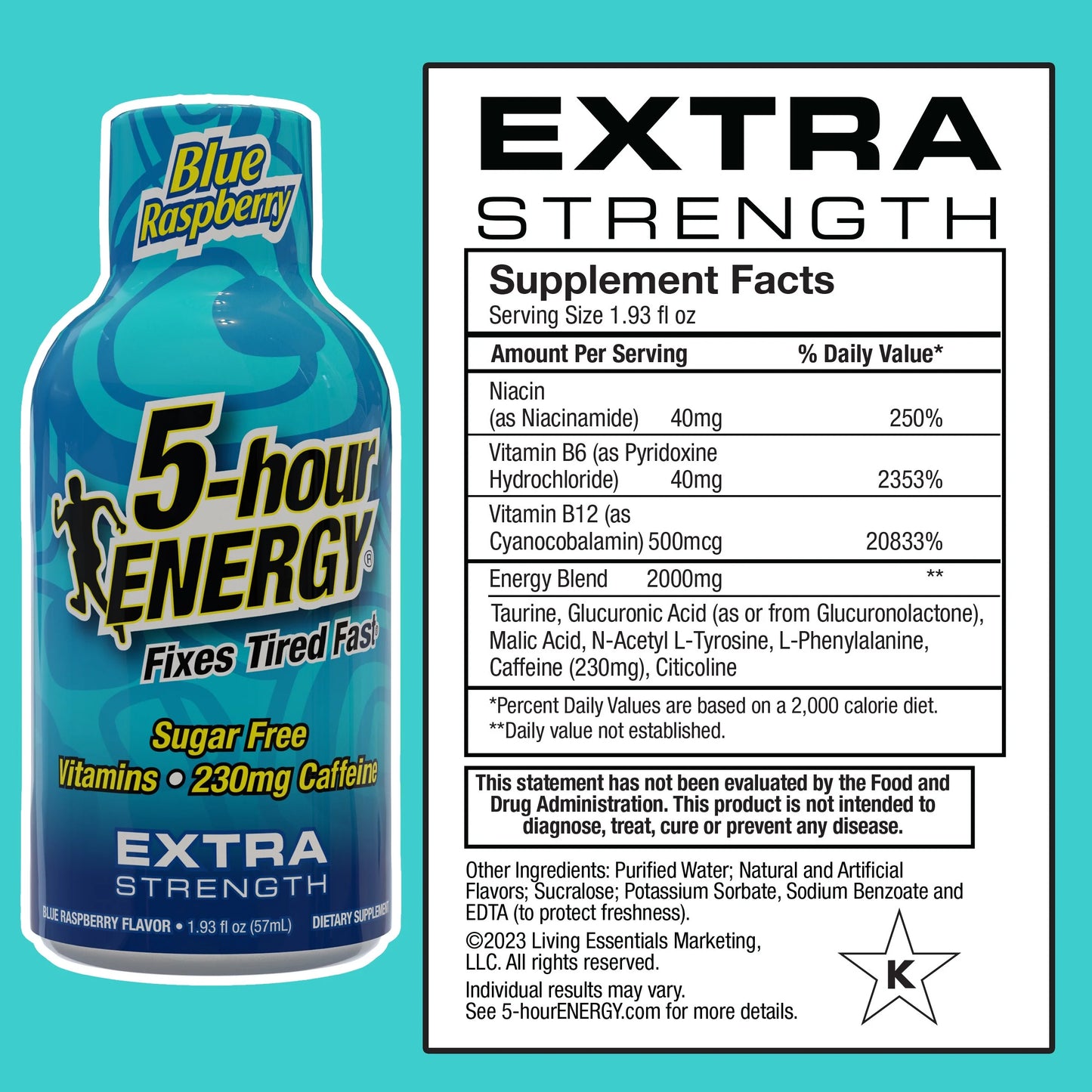 5-hour ENERGY Shot, Extra Strength, Blue Raspberry, 12 Count