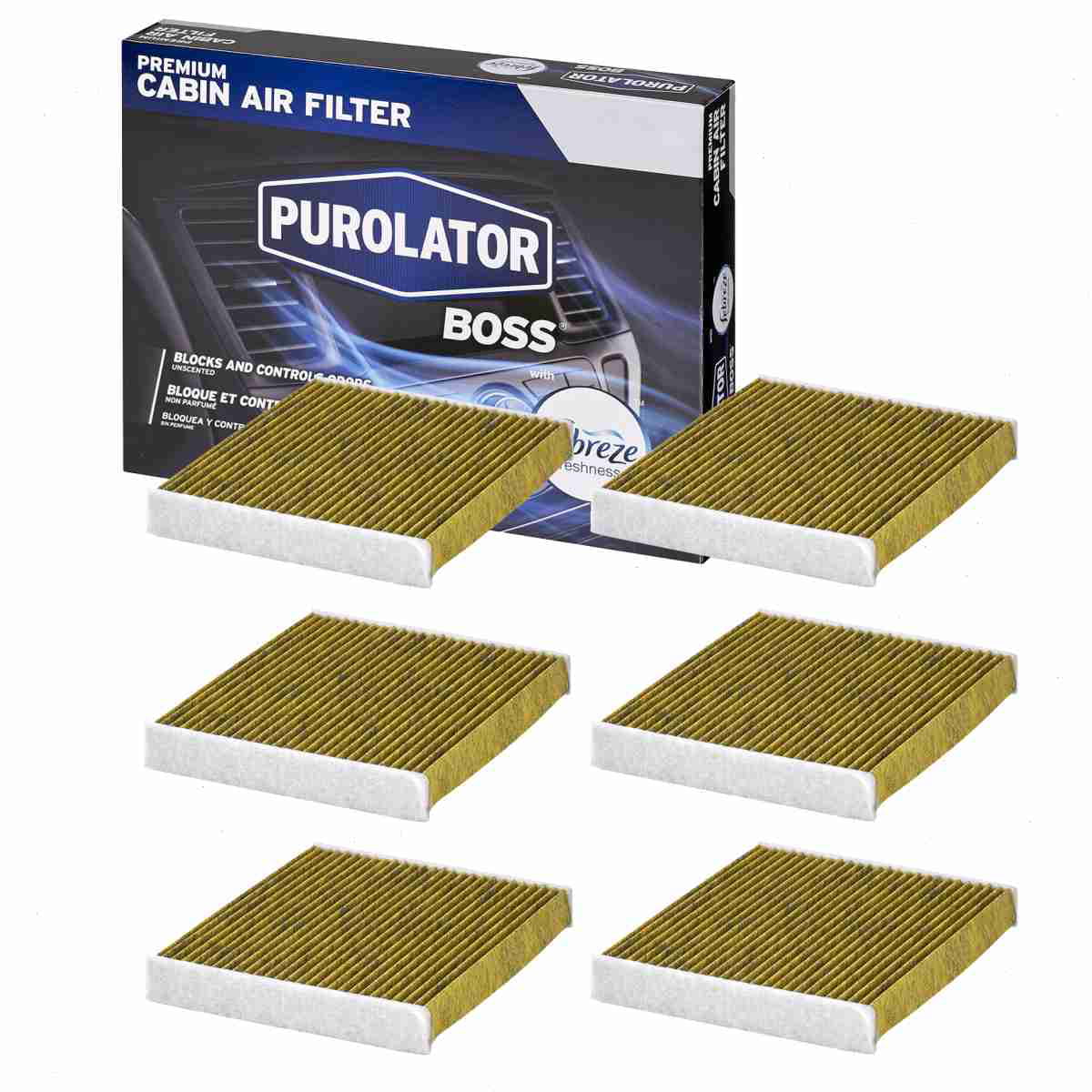 6 pc Purolator BOSS PBC35667 Cabin Air Filters for 815 HVAC Heating Ventilation Air Conditioning Vent Filters Fits select: 2006-2018  RAV4, 2007-2017  CAMRY