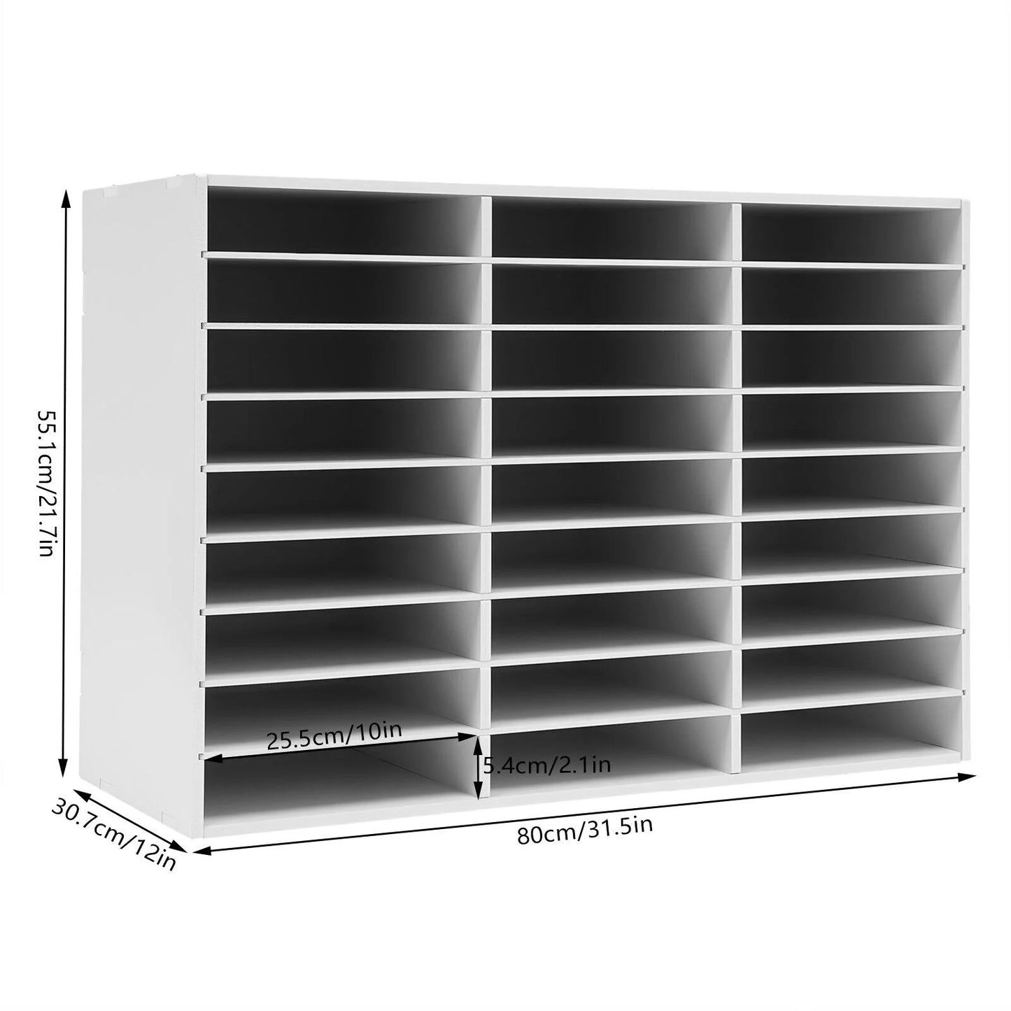 27 Slots Classroom Keepers Literature Storage Rack PVC File Holder White Mailbox