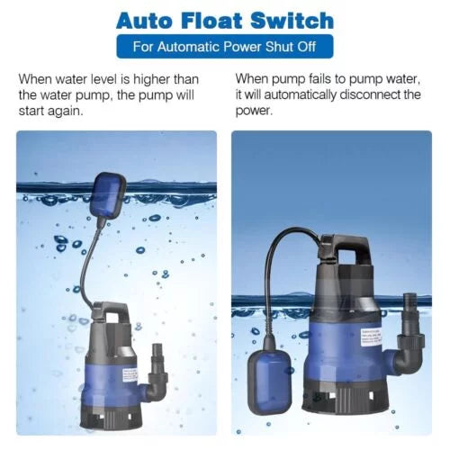 1HP 750W Submersible moisture Sump Pump For Dirty Clean Swim Pool Pond