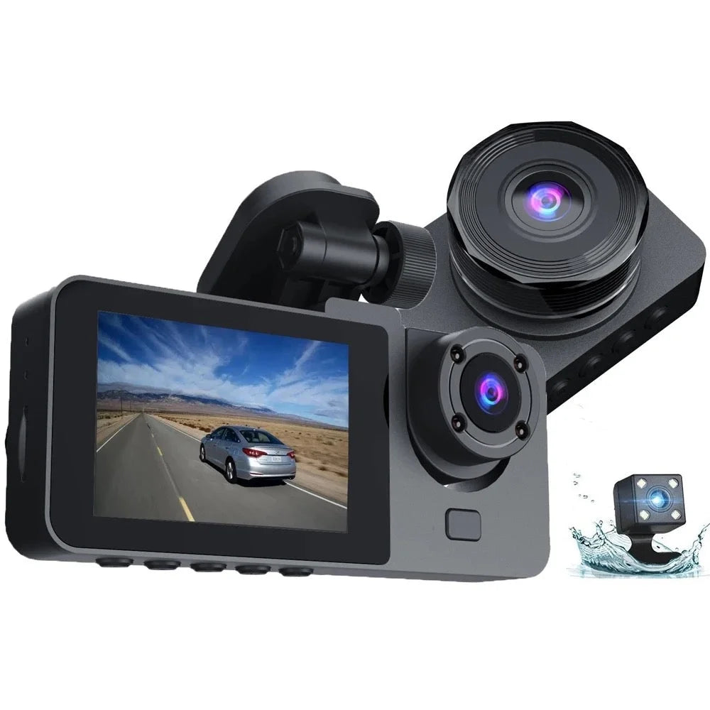 3 Camera Dash Car DVR Night Vision. Car Video Recorder