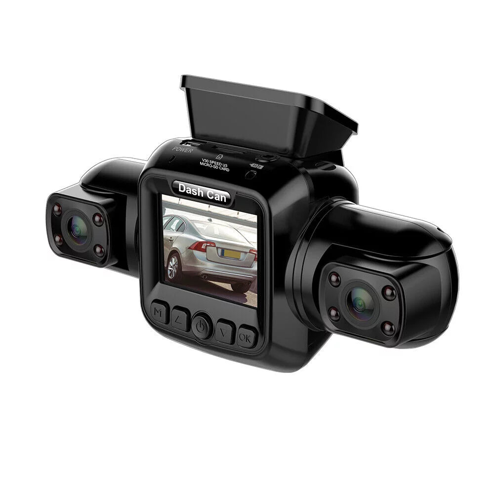 3 Channel Dash Cam Front, Left, Right and Rear, Front and Rear Inside, 360°Panoramic Driving Recorder HD Car Cameras Night Vision