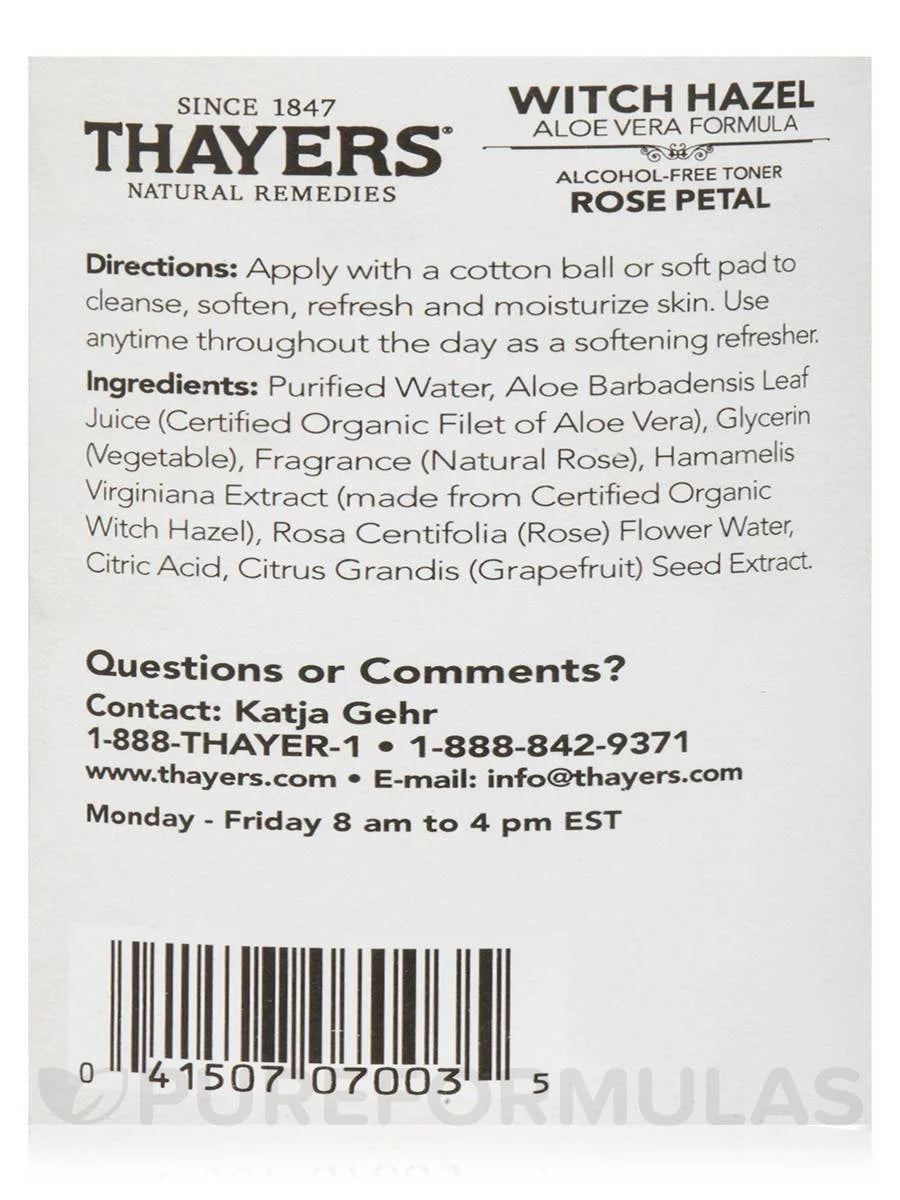 3 Pack - Thayers Witch Hazel Aloe Vera Toner, Rose Petal, 12 fl oz