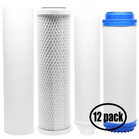 12-Pack Replacement for Filter Kit for Expres aqua RODI5DC RO System - Includes Carbon Block Filter, PP Sediment Filter, GAC Filter & Inline Filter Cartridge - Denali Pure Brand