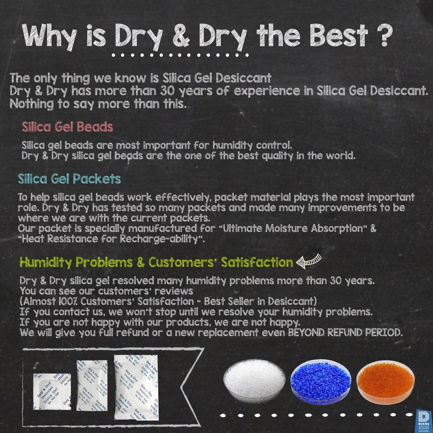 50 Gram [50 Packs] "Dry & Dry" Premium Silica Gel Packets Desiccant Dehumidifiers - Rechargeable Fabric