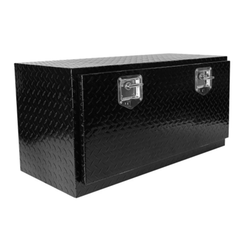 36 inch Heavy Duty Black Aluminum Tread Tool Box Truck Trailer Underbody Storage+Locks With T-Handle Latch Key  Black + Aluminum + Square box + 36"(36"×17.1"×17.9")