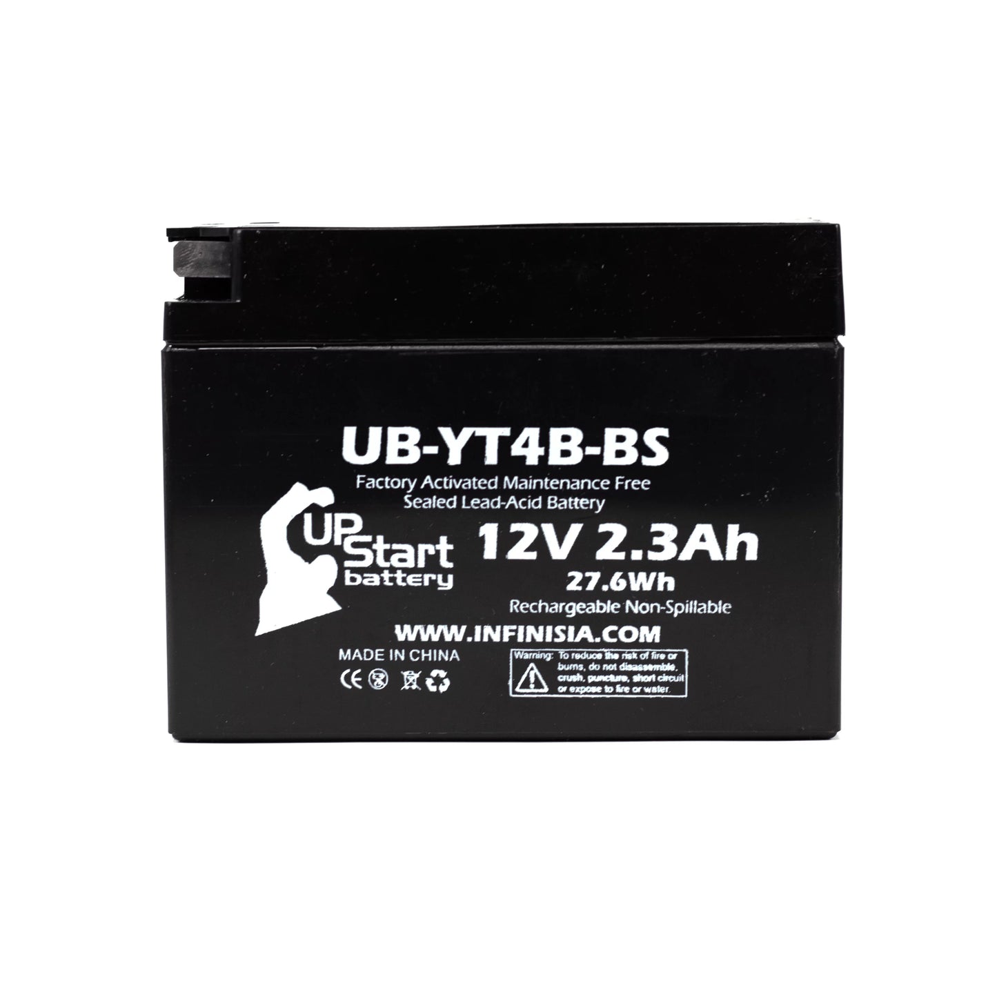 5-Pack UpStart Battery Replacement for 2010 Yamaha SR400 (FI) 400CC Factory Activated, Maintenance Free, Motorcycle Battery - 12V, 2.3Ah, UB-YT4B-BS