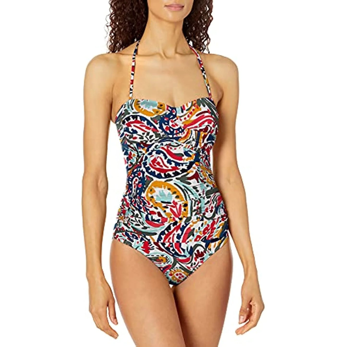 Anne Cole Womens Paisley Twist Bandeau One Piece Swimsuit 10 Multi