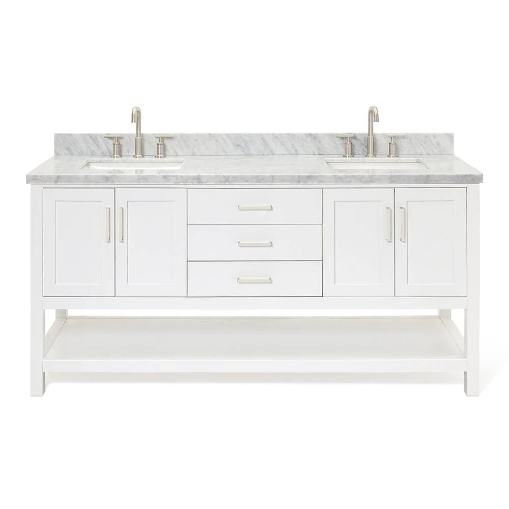 Ariel S073dcwrvo Magnolia 73" Free Standing Double Basin Vanity Set - White