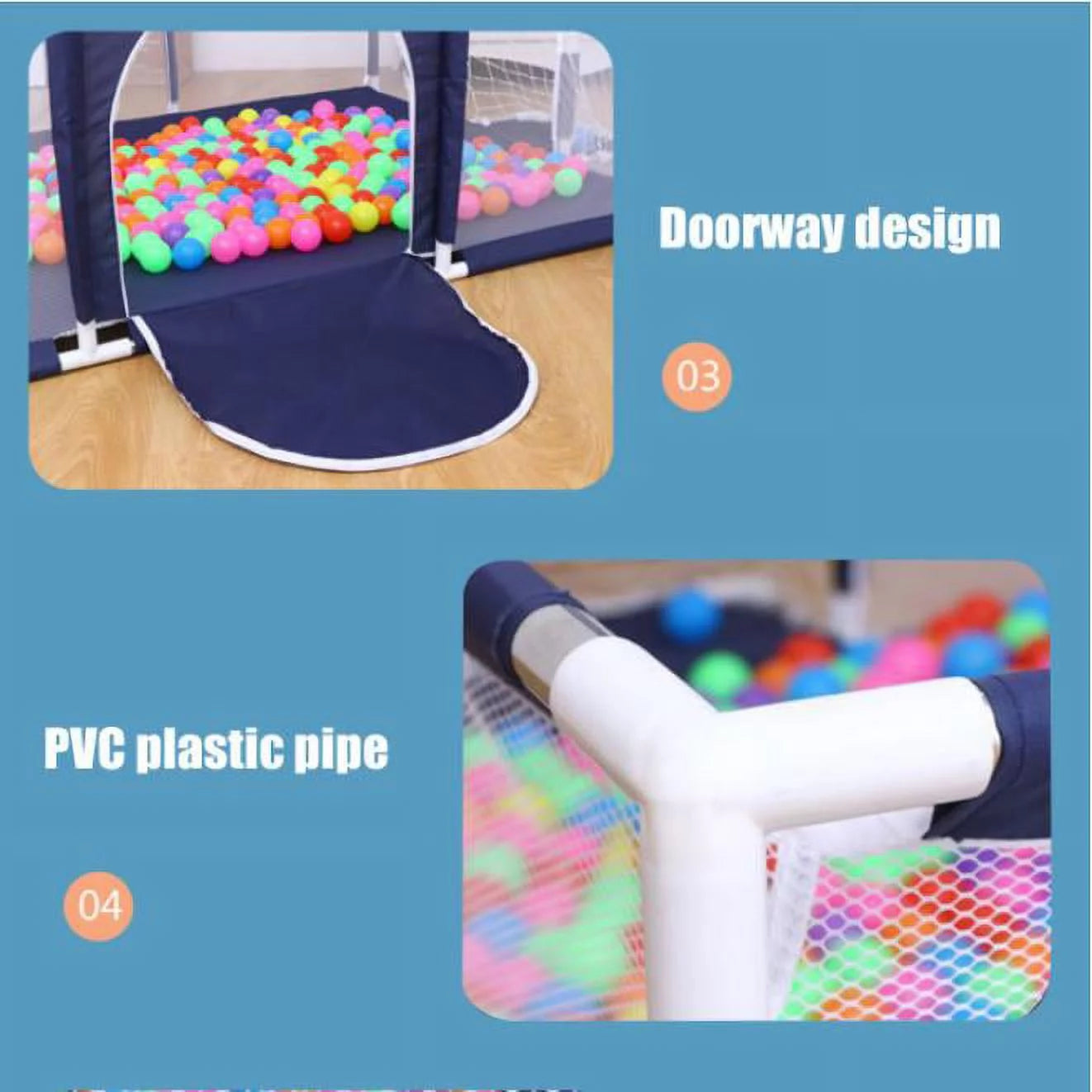 91 Inch Large Kid Baby Playpen Playard With Basketball Hoop,Folding Breathable Mesh Infant Children Play Game Fence for Indoors Outdoors Home