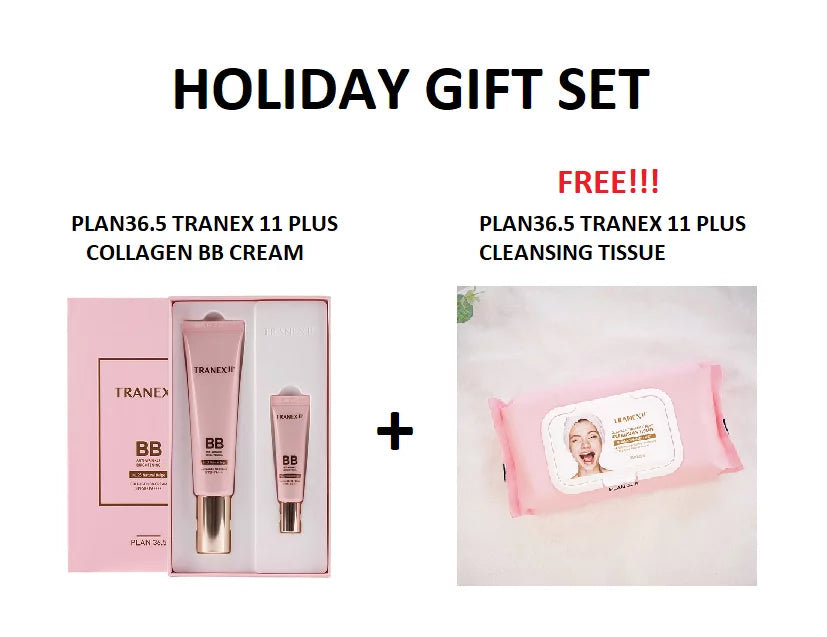 33 Dark Beige] + FREE $20 VALUE CLEANSING TISSUE 80 SHEETS + FREE SAMPLES * BEAUTY TALK LA *. [HOLIDAY GIFT SET] PLAN36.5 TRANEX 11 PLUS Collagen BB Cream SPF50+ PA++++ [NO