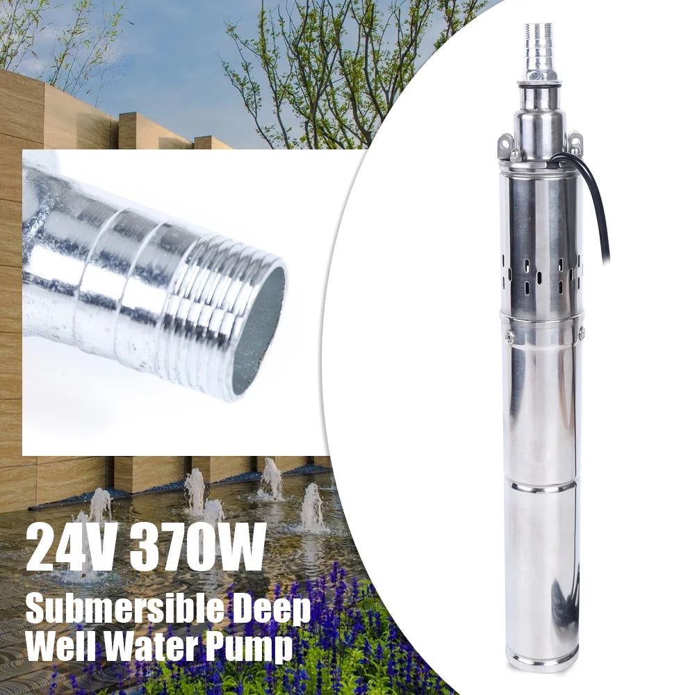 24V 370W Solar liquid Pump Deep Well Solar Submersible Pump Head Stainless Screw Pump for Pond Farm Irrigation