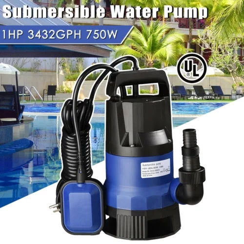 1HP 750W Submersible moisture Sump Pump For Dirty Clean Swim Pool Pond